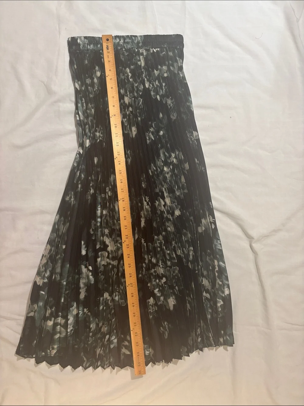 Scotch & Soda Black Pleated Midi Skirt with Teal & White Floral Print